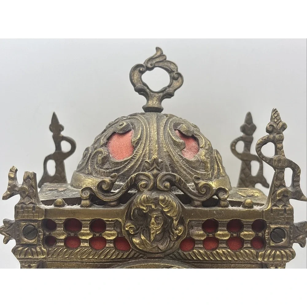 Antique Franz Hermle Ornate Brass Mantel Clock Mechanical 130-070 Roman Numerals